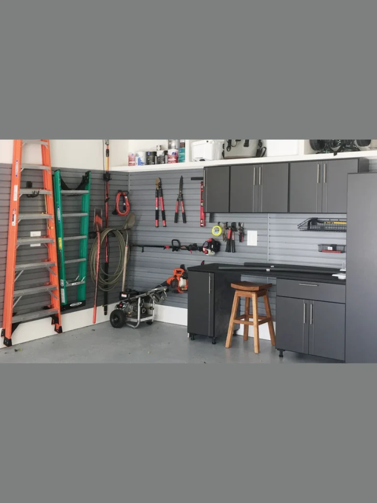 Slat wall cabinet combinations