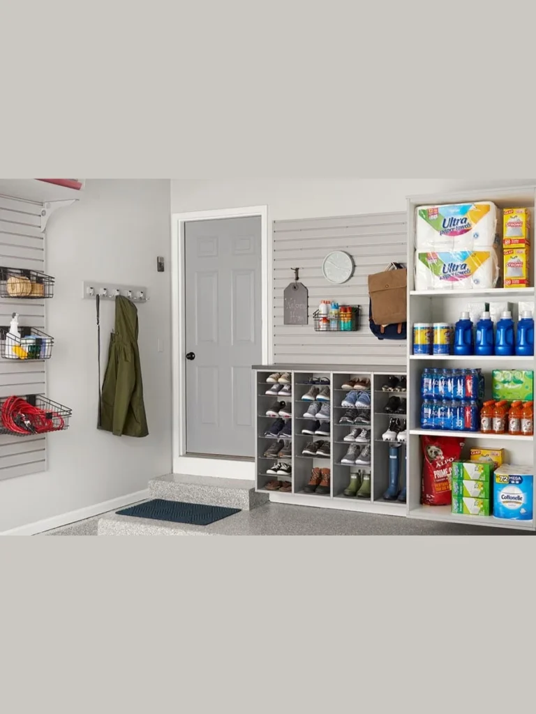 Integrated garage mudroom cabinets