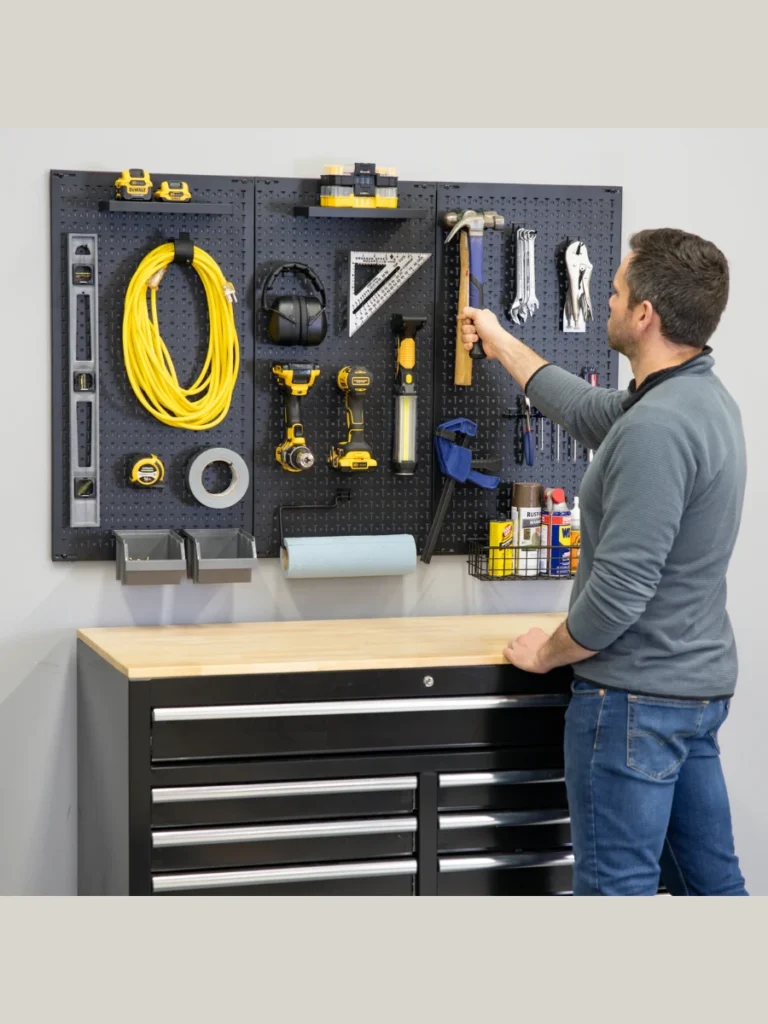 Classic metal pegboard systems for heavy tools