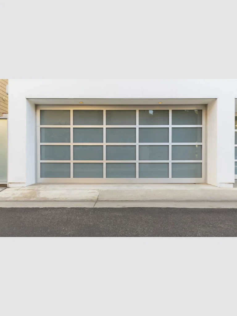 Modern glass panel garage doors