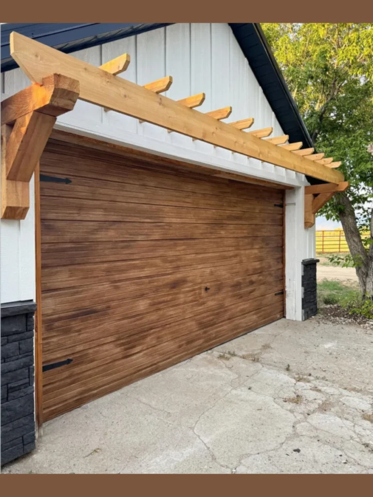 Install a wooden pergola overhead