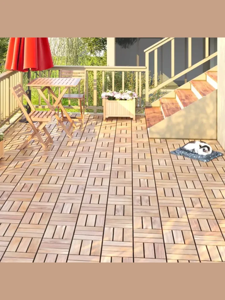 Practical foldable wooden decking tiles