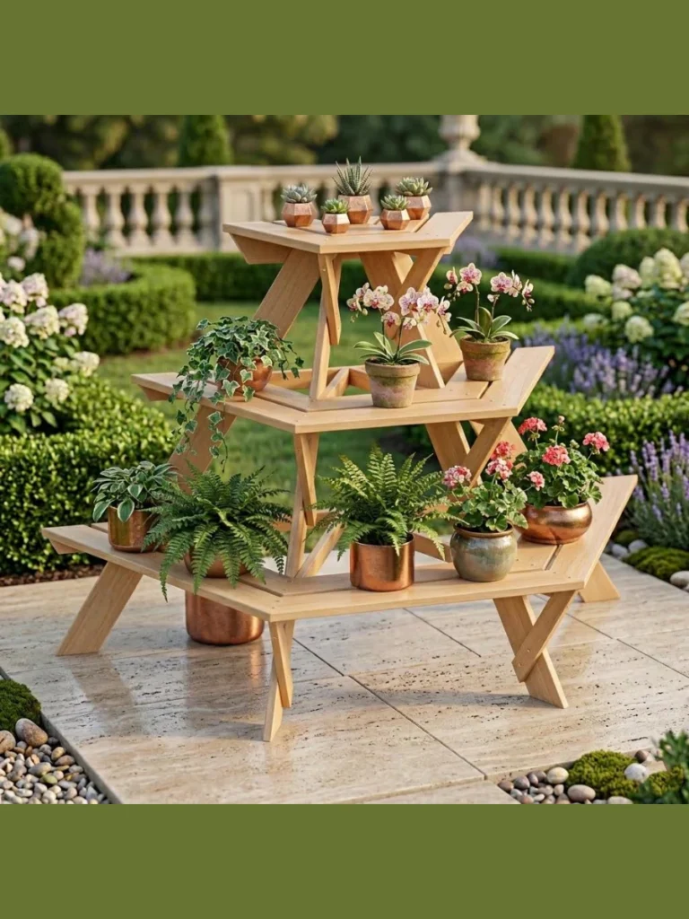 Top Tiered Wooden Plant Stands