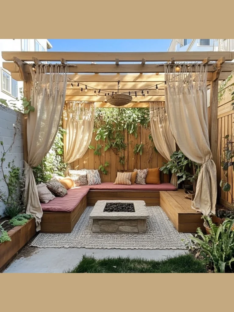 Adding outdoor curtains for a soft look