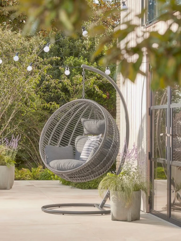 Hanging egg chairs for a playful vibe