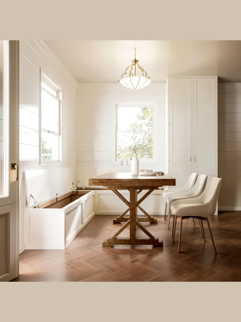 Built in Corner Benches with Hidden Storage