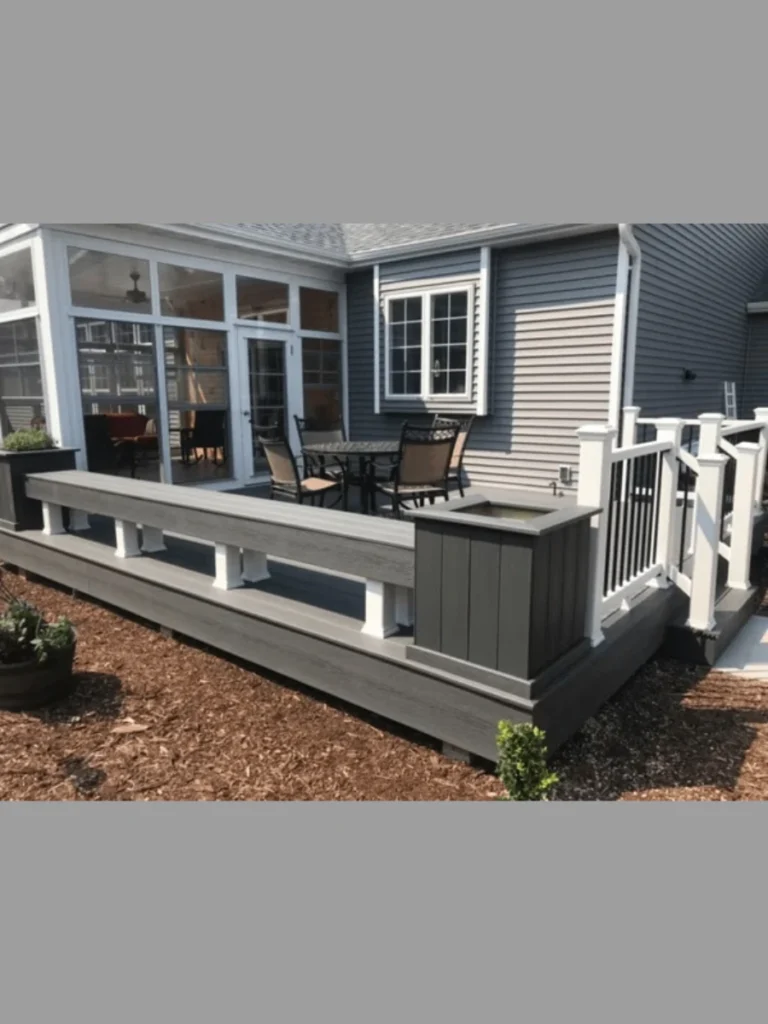 Minimalist Built in Railing Benches to Save Floor Room