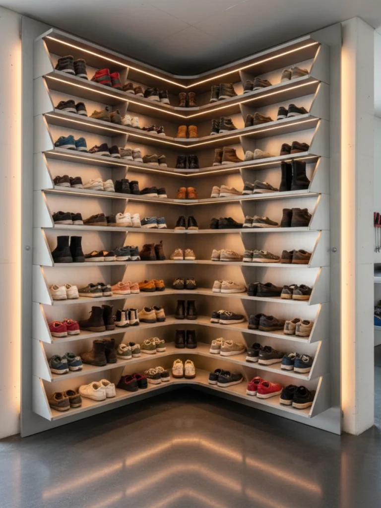 Corner Shoe Storage Units for Tight Garage Spaces