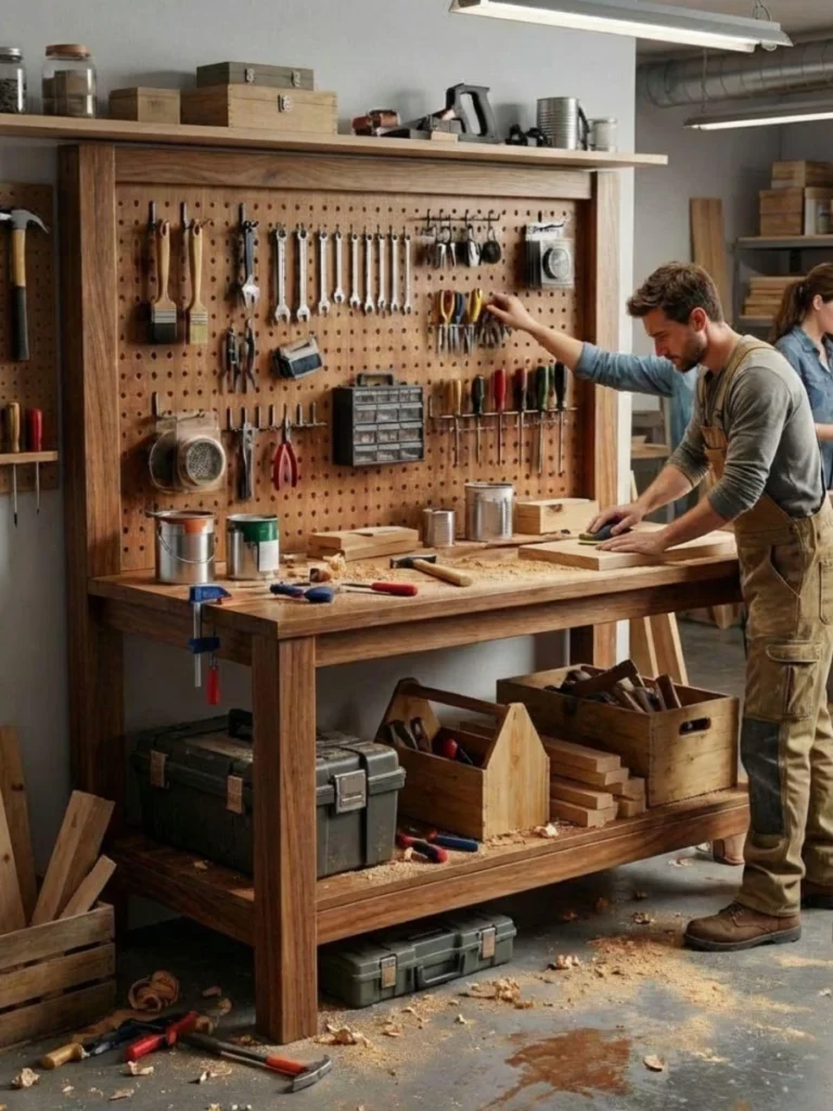 Solid Wood Workbench Shelving Units