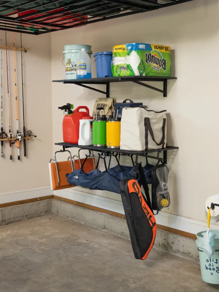 Slanted Wall Mounted Shelves With Heel Rails