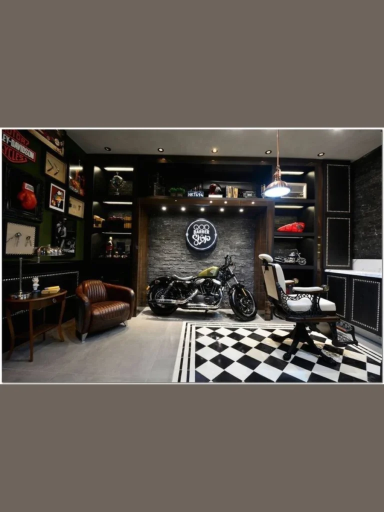 Man cave seating with automotive themed furniture