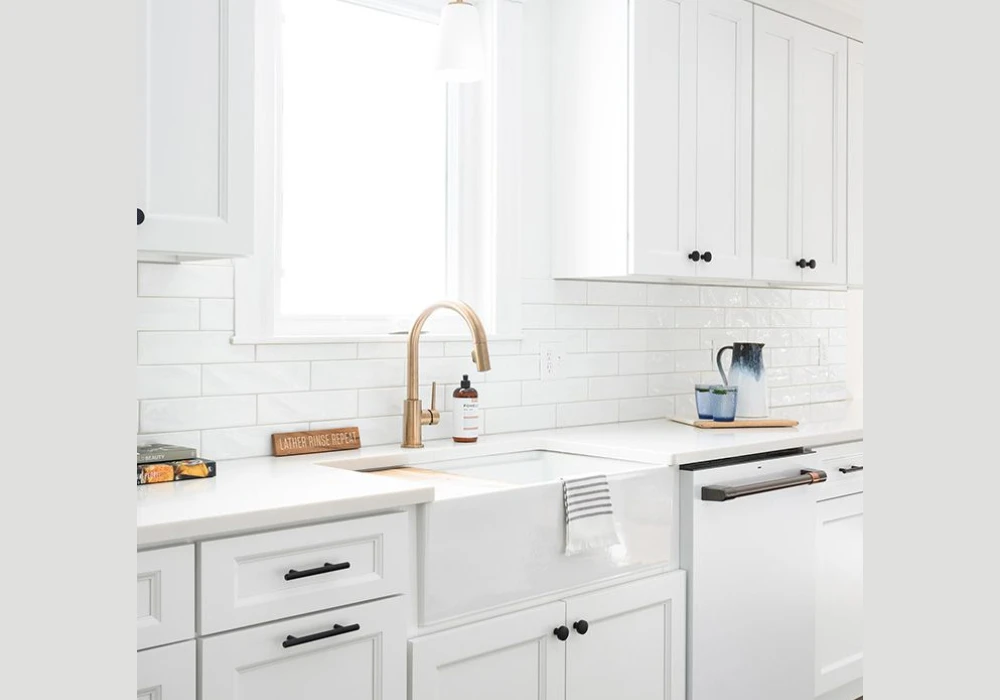 White Subway Tile with White Cabinets