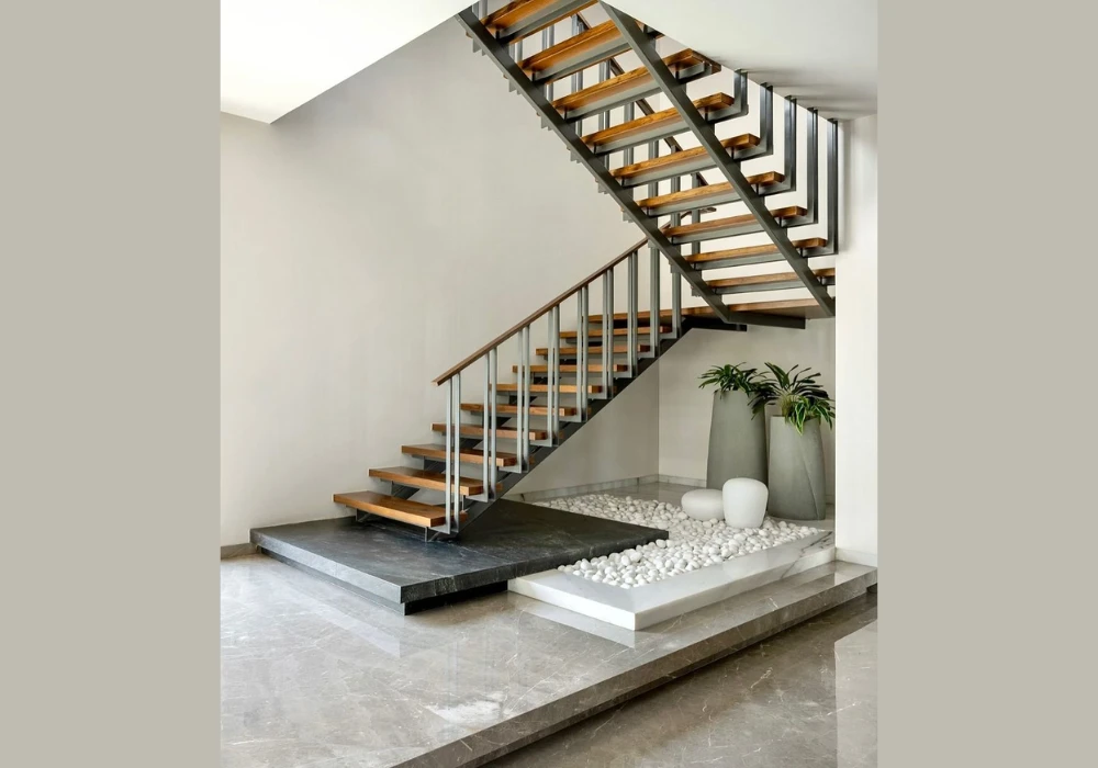 Wood and Metal Indoor Railing Ideas for Balance