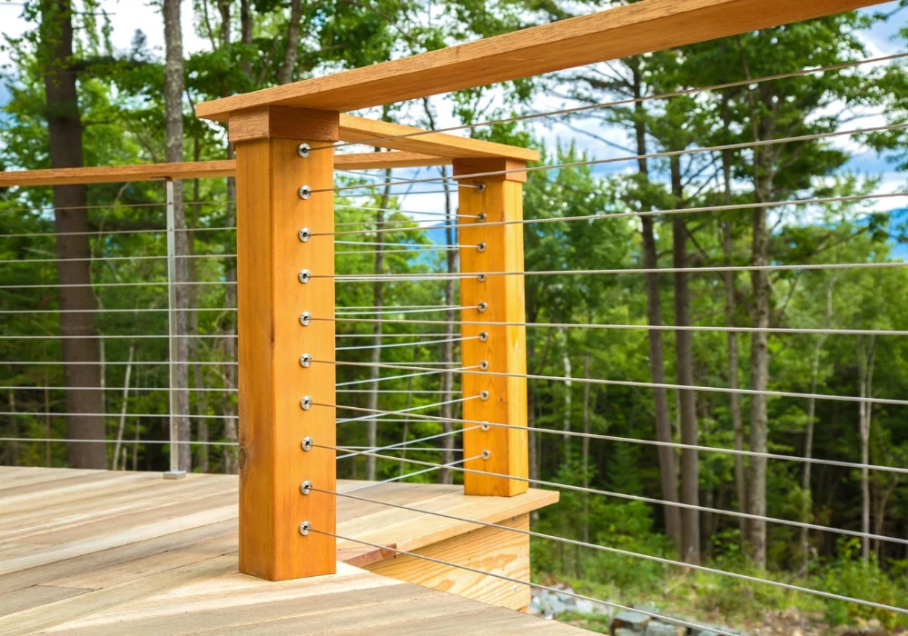 Wooden Posts with Cable for a Rustic Twist