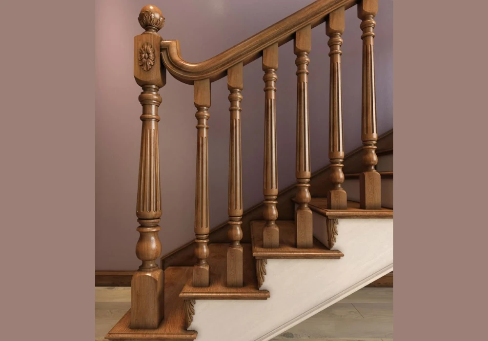 Wooden Railing with Classic Spindles