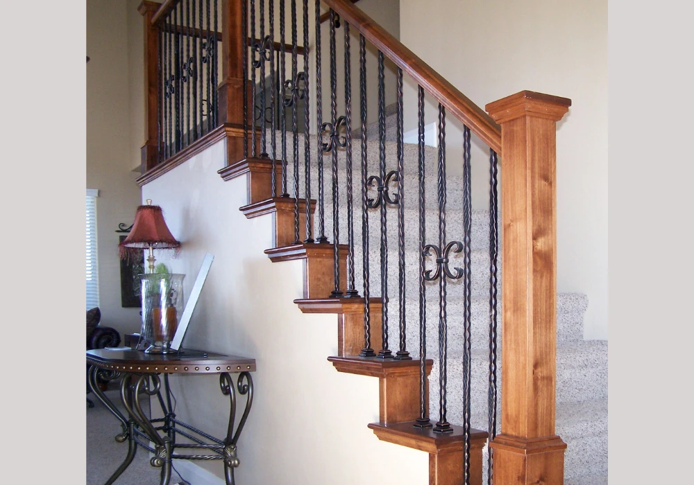 Wrought Iron and Wood Stair Railing Ideas for Classic Elegance