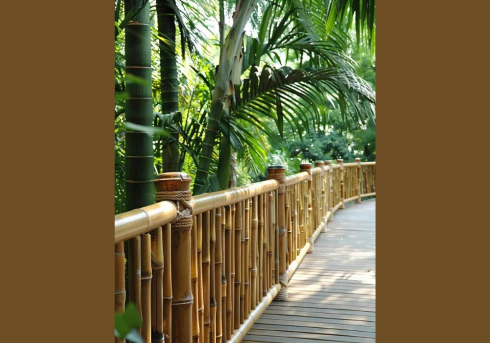 bamboo and rope poolside railing ideas for a tropical vibe