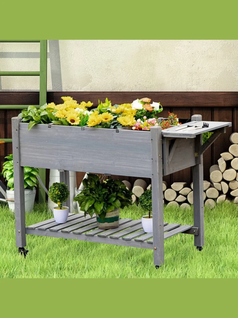 Vertical Garden Shelving with Built in Seating