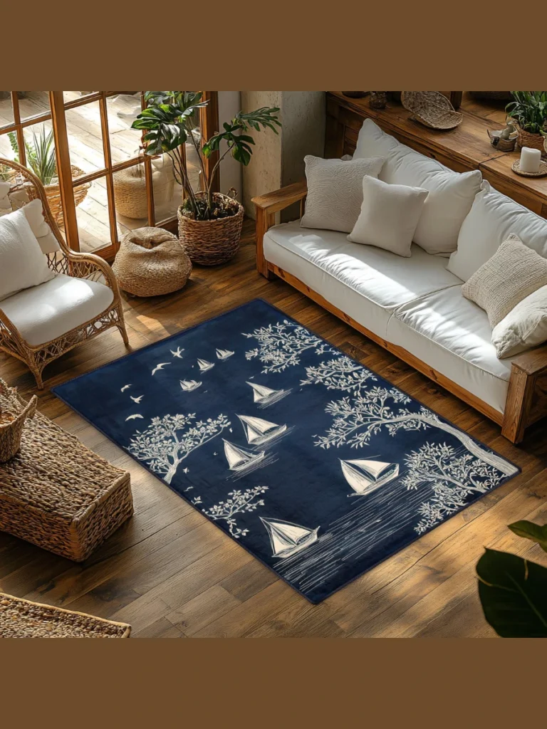 Affordable Nautical Navy And White Rugs