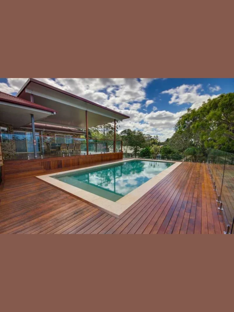 Integrated raised wooden deck pools