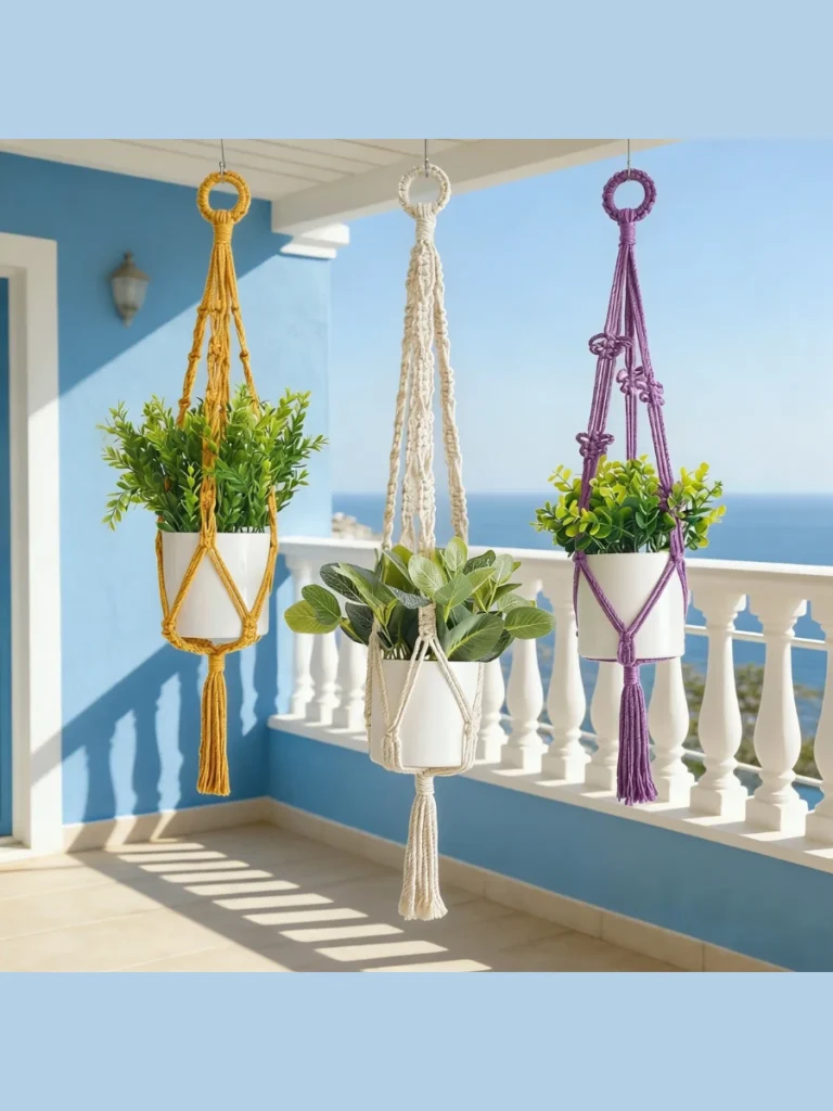 Hanging macrame plant towers