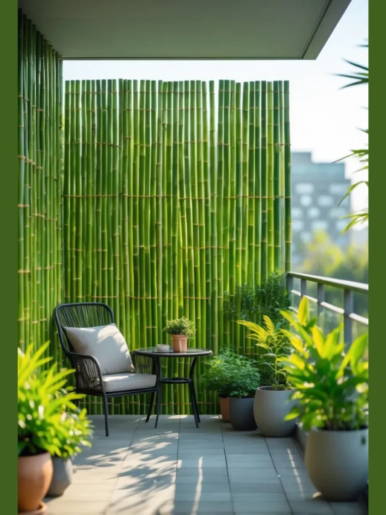  Bamboo Privacy Screens in Long Rectangular Troughs
