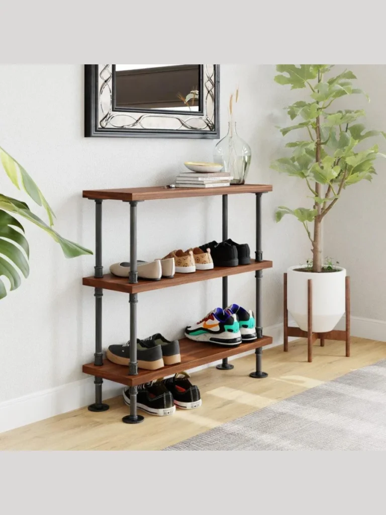  Industrial pipe and wood shelving