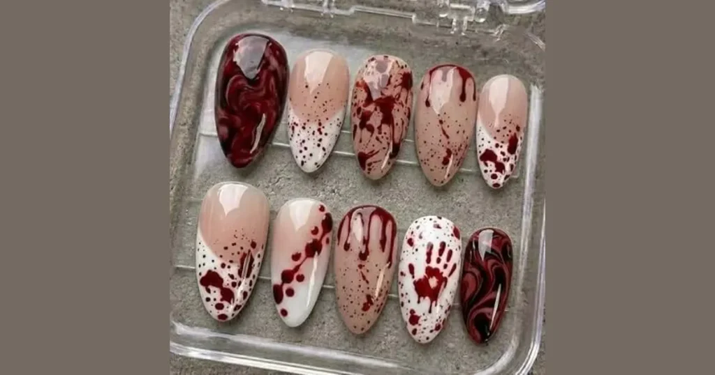 Affordable Crimson Blood Splatter Square Acrylics
