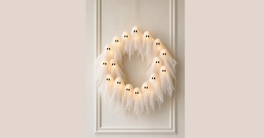 Spooky Floating Cheesecloth Ghost Wreath
