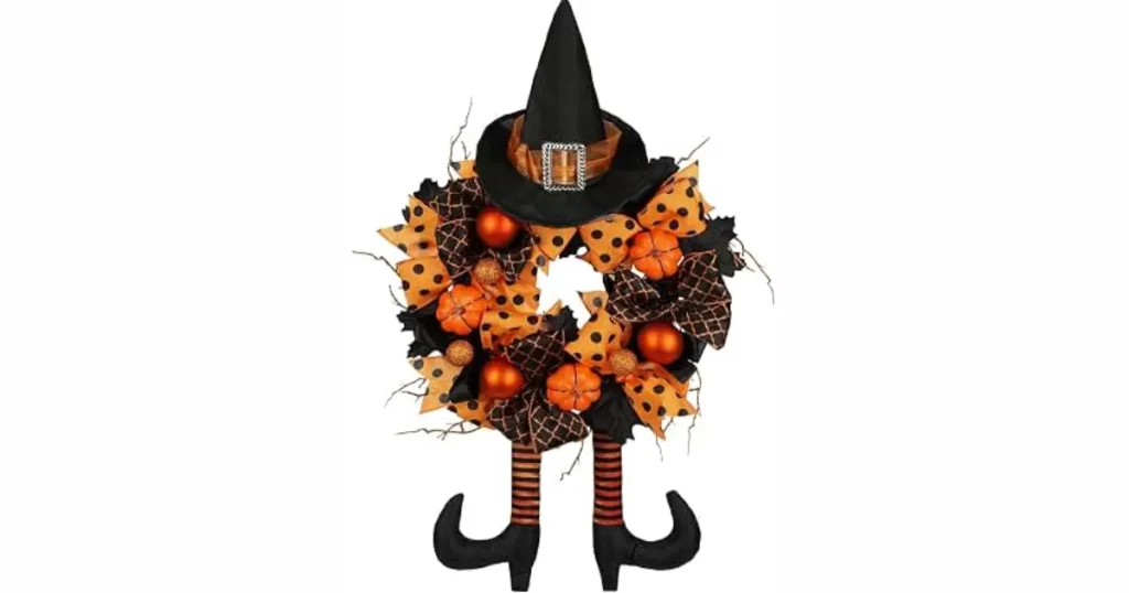 Chic Floating Witch Hat Door Wreath