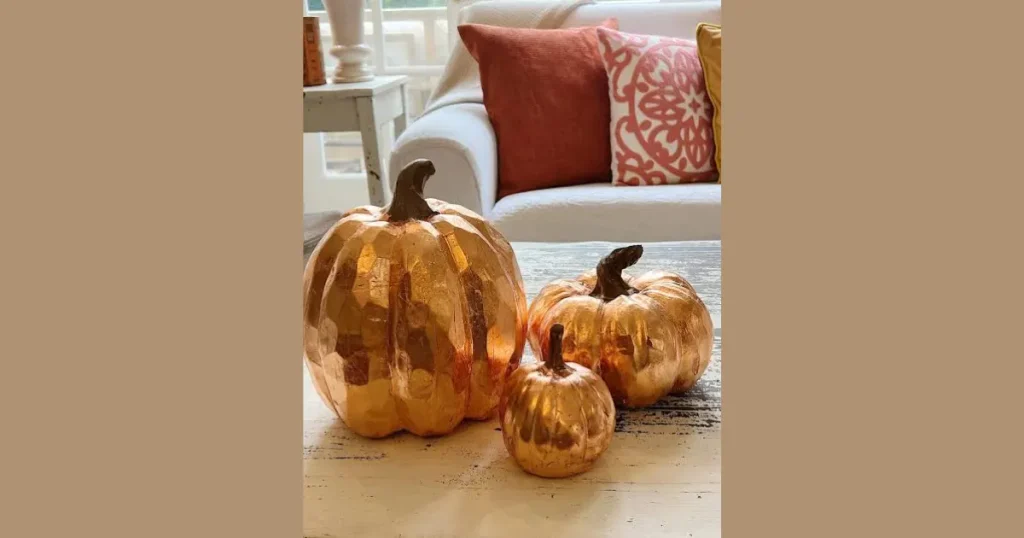 Chic Metallic Foil Leaf Porch Pumpkins
