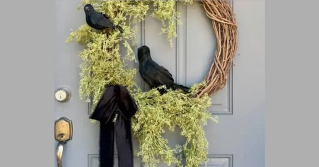 Top Creepy Black Raven Twig Wreath