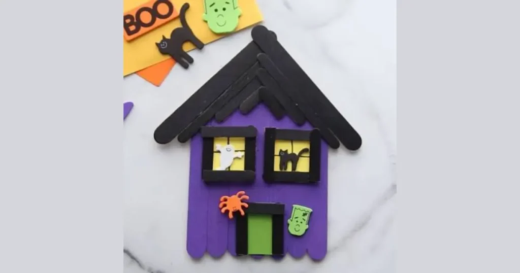 Colorful Popsicle Stick Haunted Frames