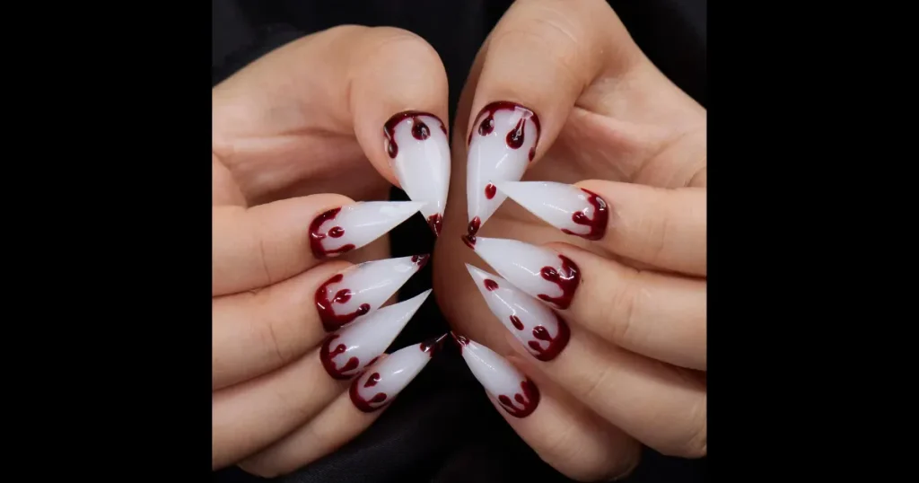 Affordable Vampire Blood Drip Nail Art