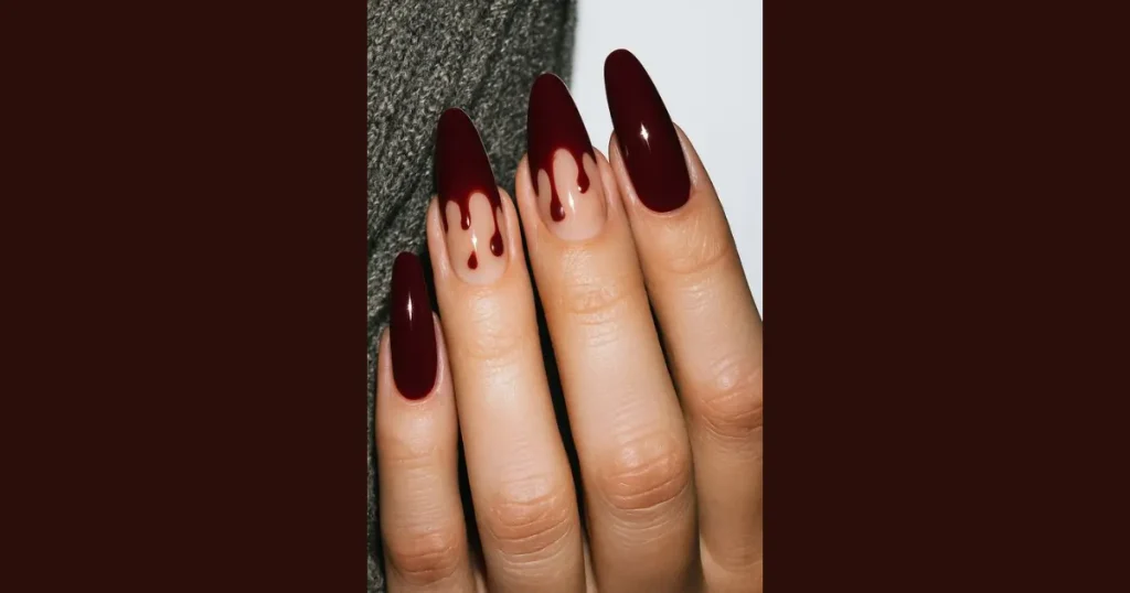 Affordable Vampire Blood Drip Nails