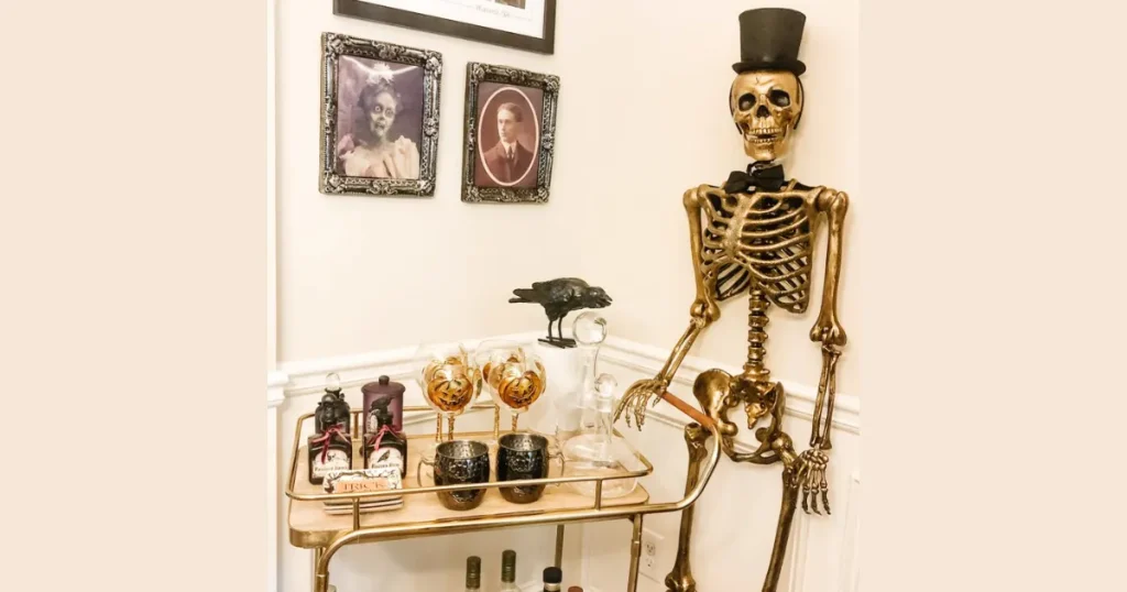 Affordable Spooky Skeleton Bar Cart Host