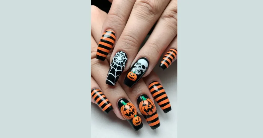 Best Rustic Pumpkin Patch Coffin Acrylic Nails