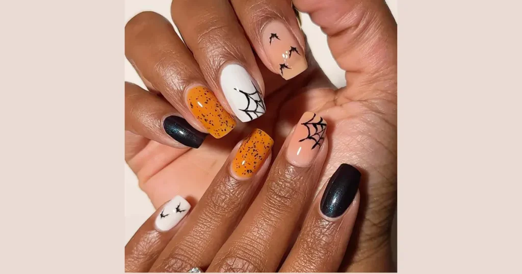 Chic Cobweb Negative Space Acrylic Nails