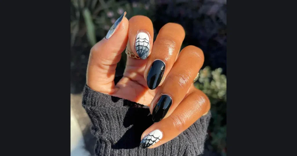 Chic Cobweb Negative Space Nail Art