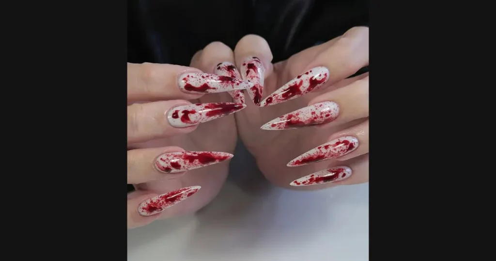 Affordable Bloody Splatter Accent Nail Art