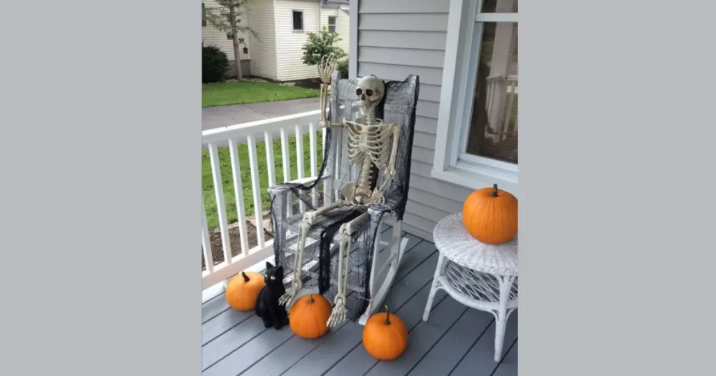 Top Spooky Skeleton Porch Rocking Chair