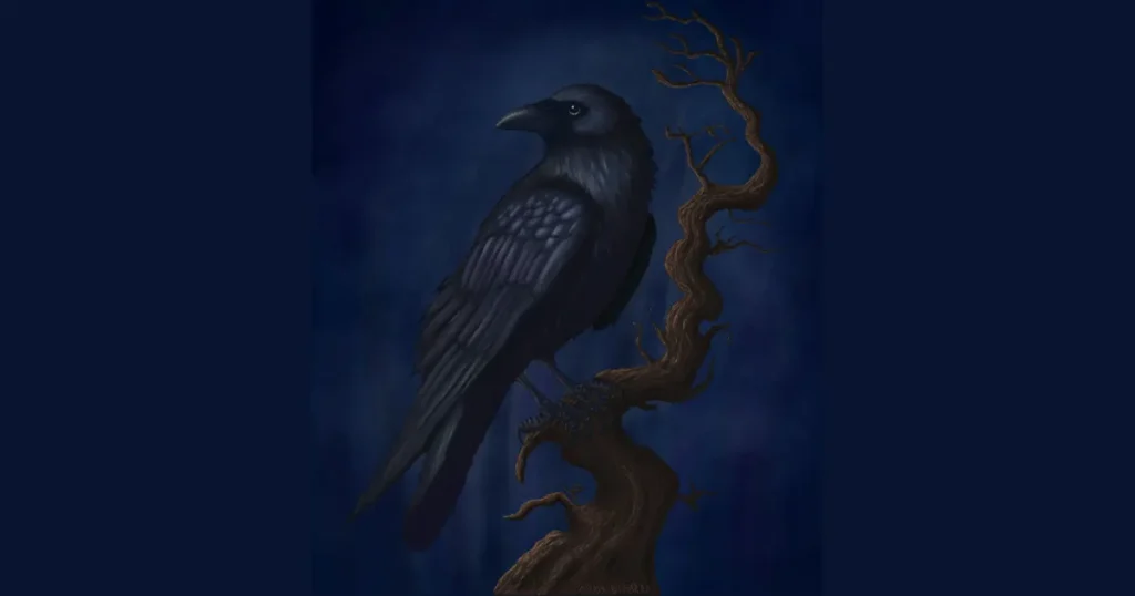 Spooky Perched Black Crow Tree Branches