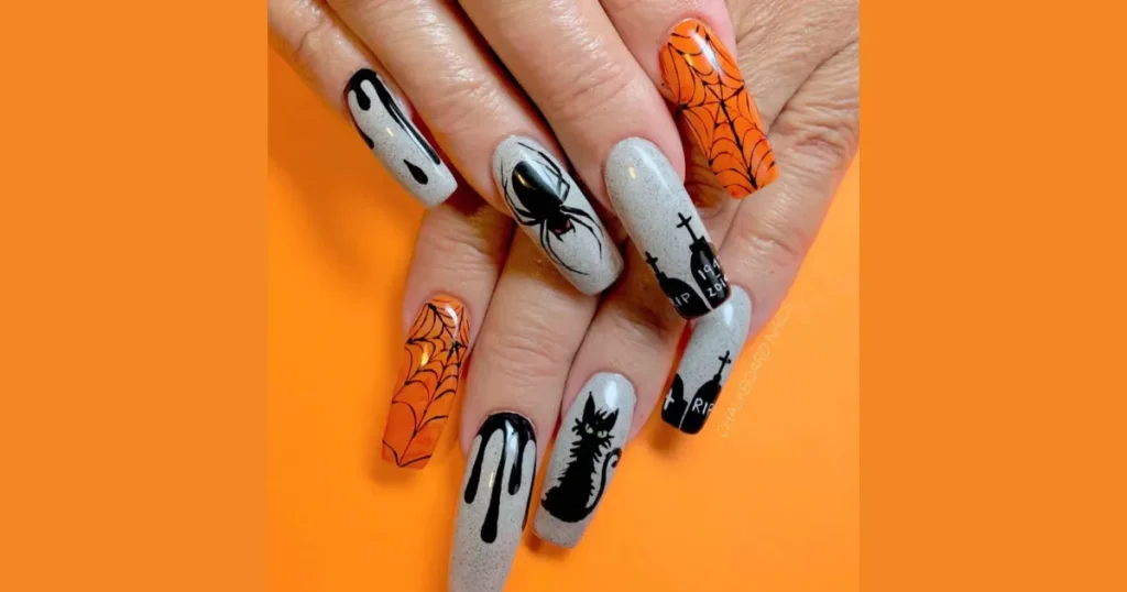 Classic Black Cat Silhouette Nails