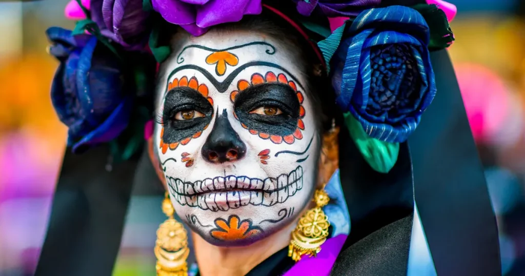 Colorful Day of the Dead Sugar Skull Calavera Makeup