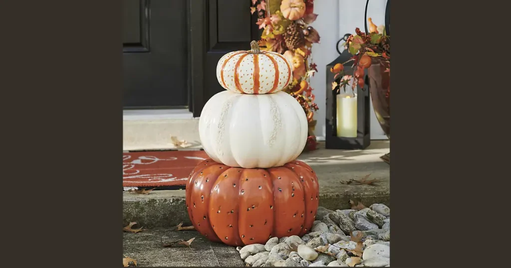 Cute Stacked Front Porch Pumpkin Topiary