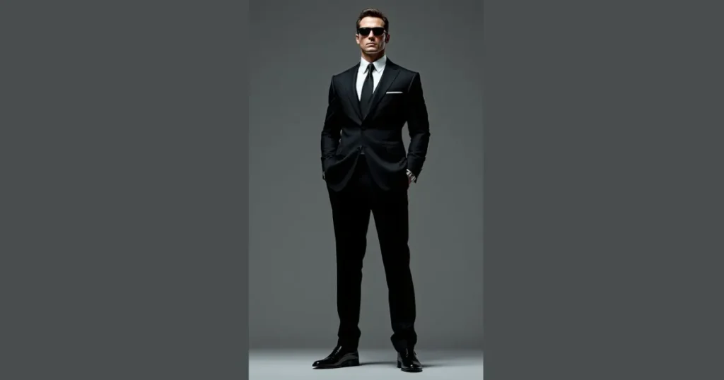 Secret Field Agent in a Black Suit