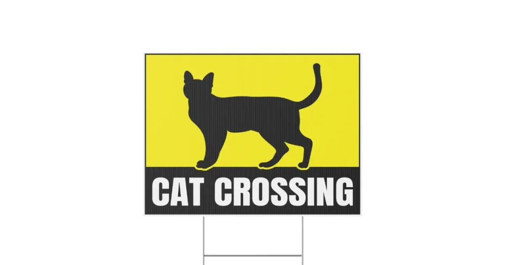 Chic Silhouette Black Cat Crossing Stake Sign