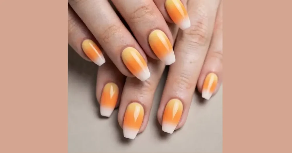 Sweet Candy Corn Ombre Acrylic Nails