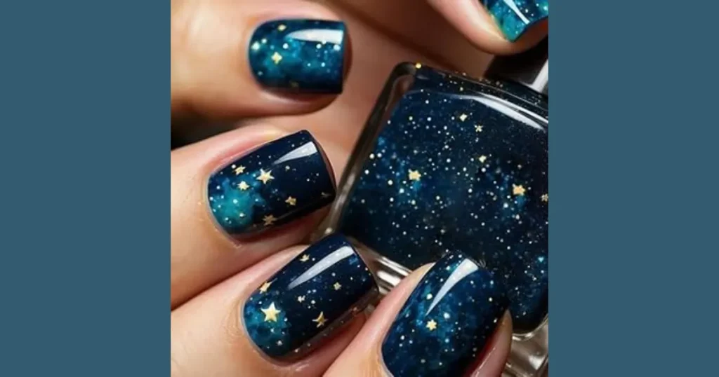 Top Midnight Starry Sky Acrylic Nails