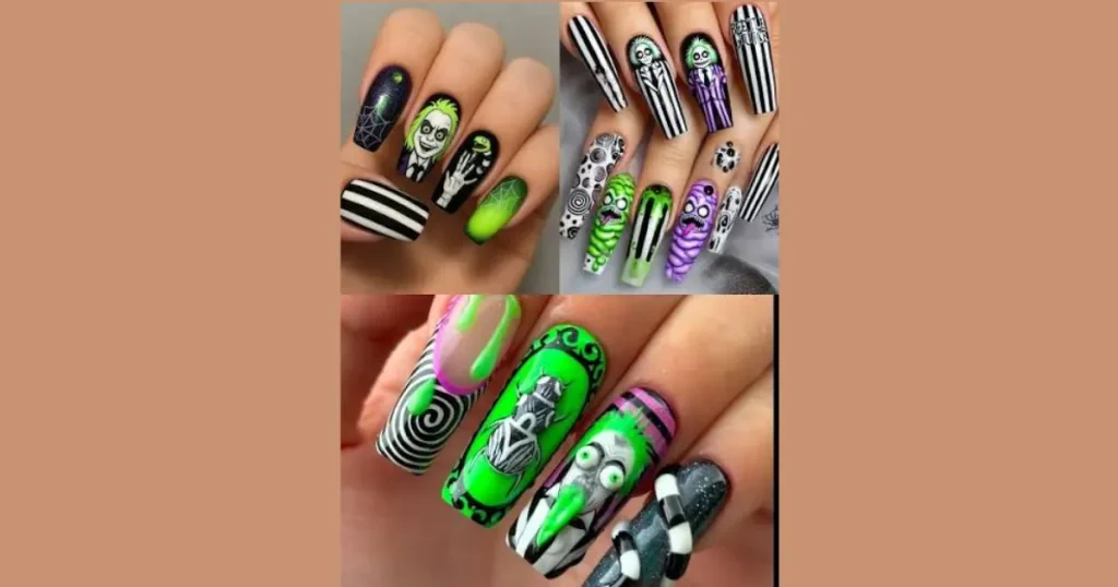 Chic Beetlejuice Striped Coffin Acrylics